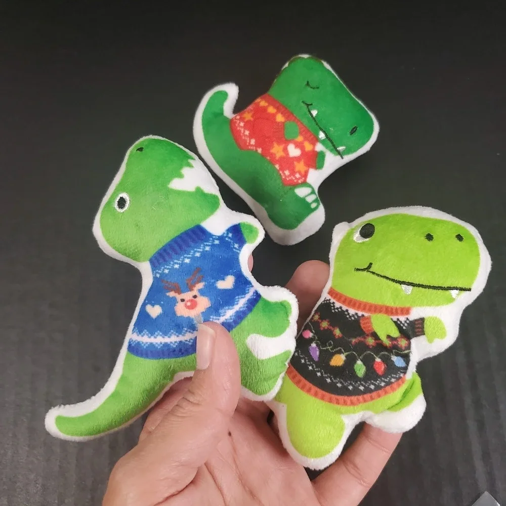 Fringe Studio 3-Pc. Sweater Weather T-Rex Small Christmas Dog Toy Set Squeakers